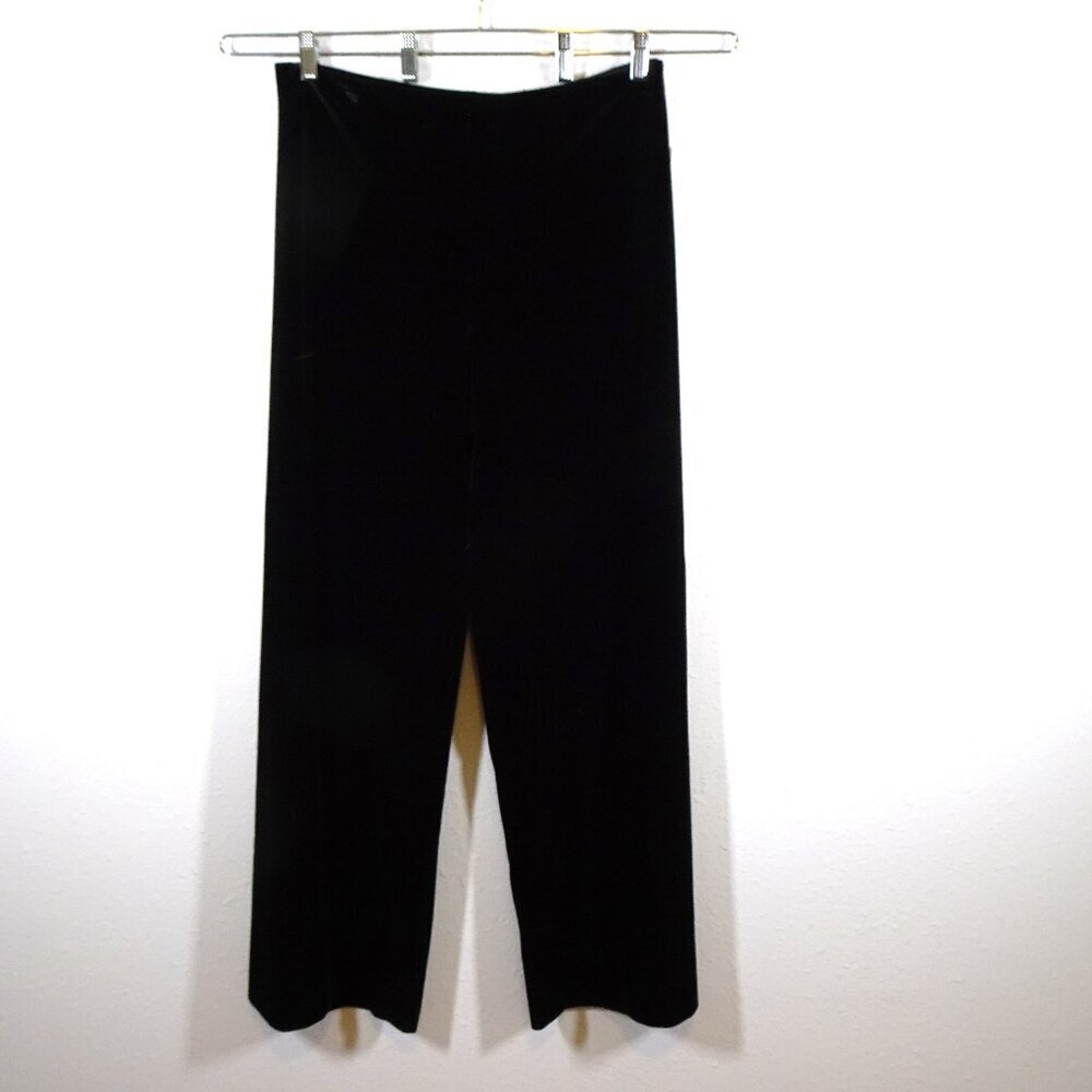 Alex Evenings Velvet Pants Women's Size XL Black Flat Front Evening Cocktail